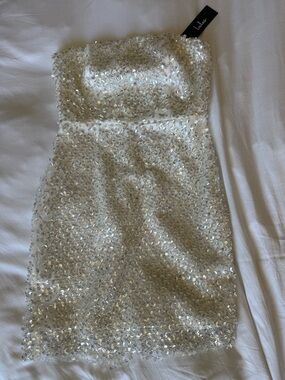 Lulu's Iridescent Sequin Strapless Mini Dress